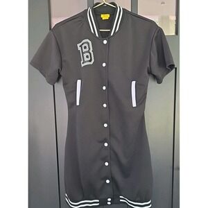 Women Black Button Up Daisy Jersey Dress Size Large